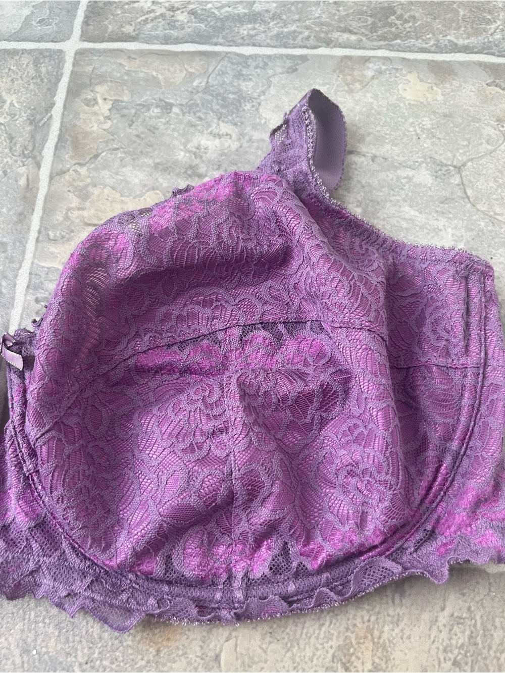 Déesse 46G Purple Lace Unlined Underwire Plunge Bra - Picture 13 of 14